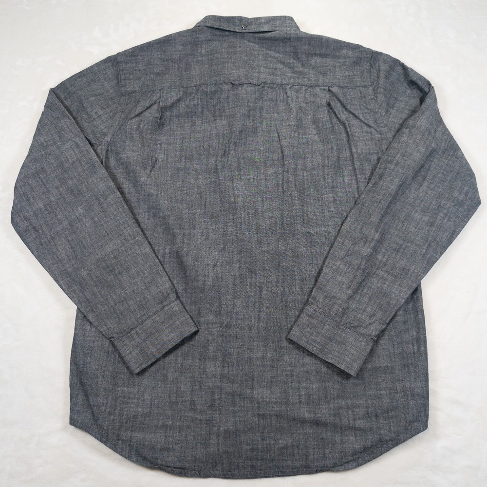Hurley Chambray Shirt Men L Gray Long Sleeve Classic Minimalist Granola Capsule - Picture 11 of 12